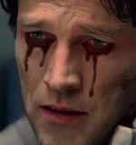 bill compton played by stephen moyer from the long standing hit vampire series true blood crying tears of blood.