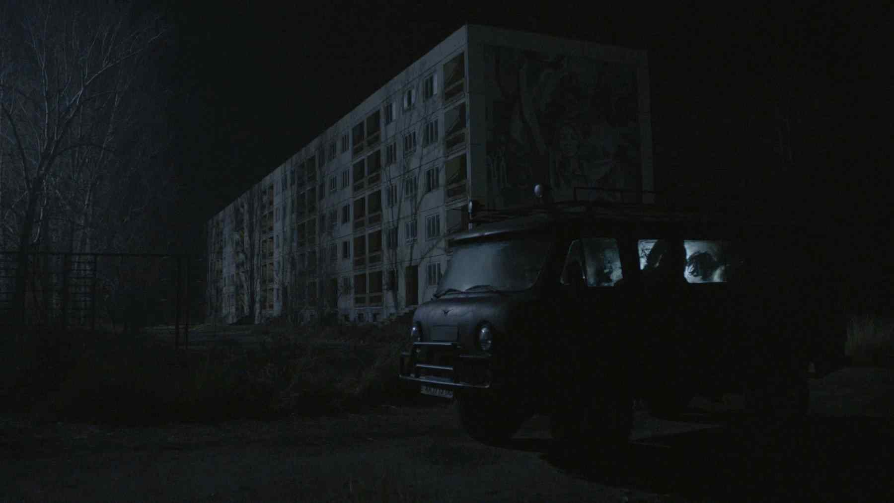 A movie still from the film Chernobyl Diaries directed by Bradley Parker.