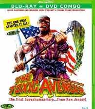 Blu-ray packaging for Lloyd Kaufman and Michael Herz's The Toxic Avenger. Troma.