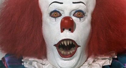 Pennywise from the novel by Stephen King showing off his pearly whites.